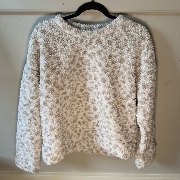 Thread & Supply Sherpa Long Sleeve Sweater Cream with Dotted/ Leopard - Picture 1 of 6